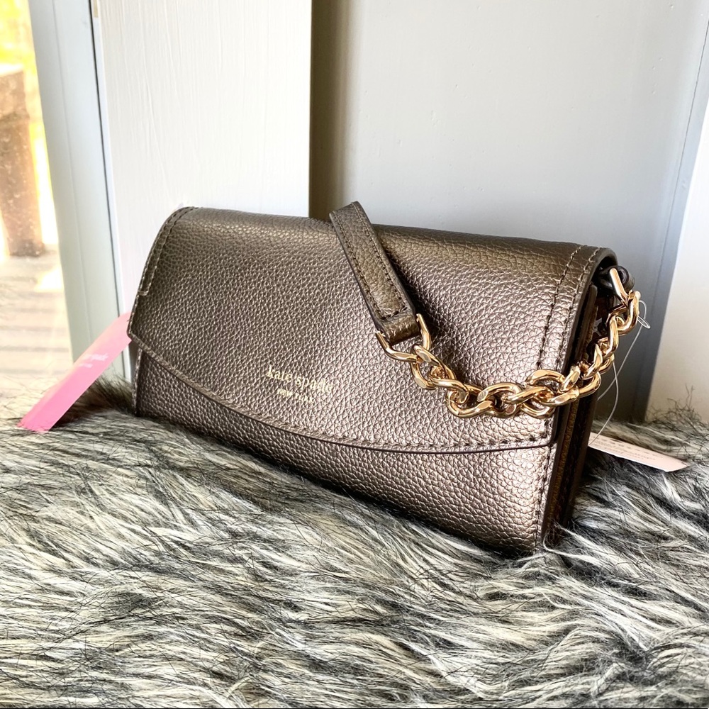 NWT Kate Spade metallic leather crossbody clutch - Picture 1 of 7